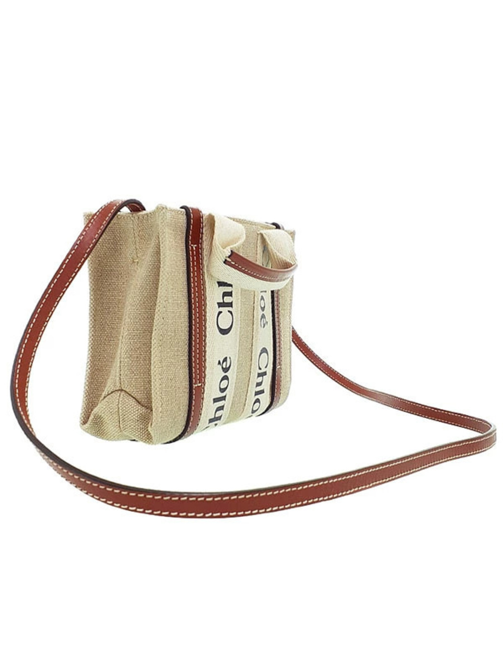 Chloe Canvas Shoulder Woody Bag Tote